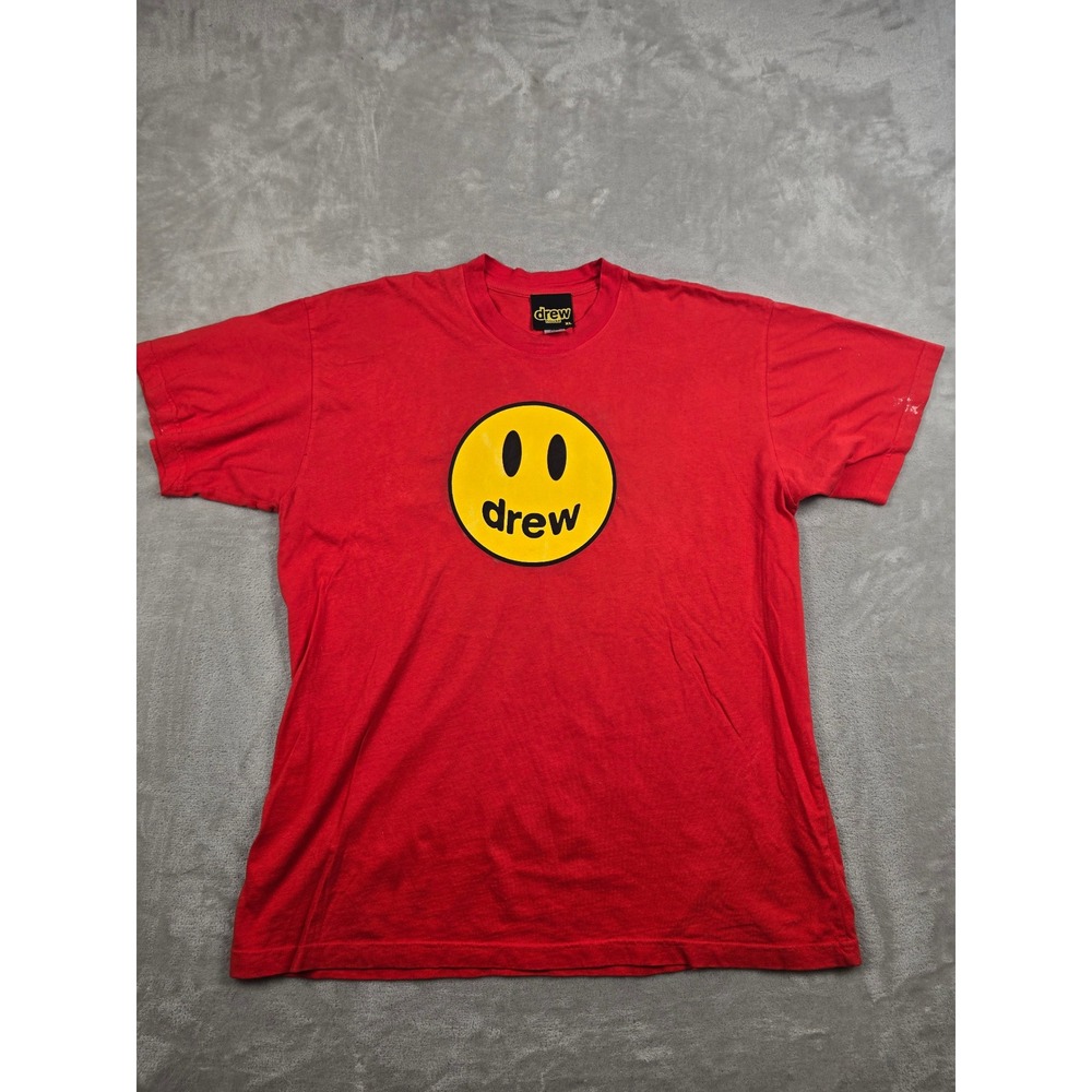 Drew House T-Shirt Mens XL Red Smiley Face Graphic Streetwear *Stained